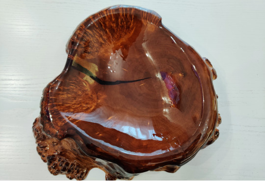 Wooden Fruit Bowl Hand Carved / Maple Burl Wood